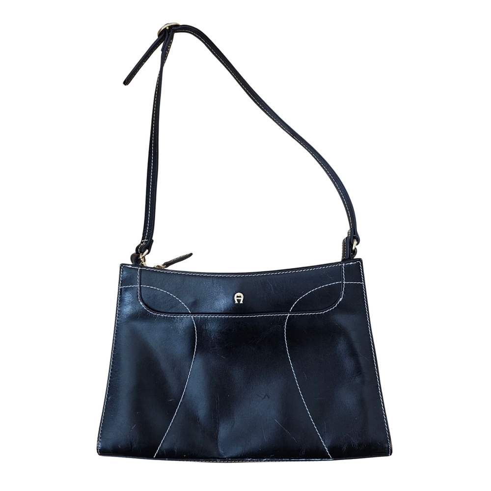 Etienne Aigner Black Leather Shoulder Bag w/ Matching Pouch